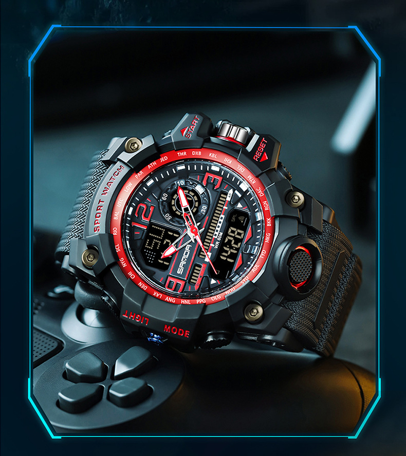 三达新款3133潮流时尚男士学生青少年电子表防水多功能腕表批发