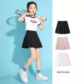 女童网球裙夏季新款中大儿童黑色百褶裙子夏装时髦女孩运动短裙薄