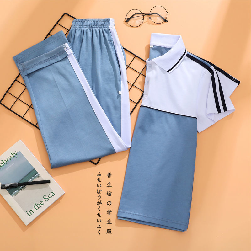 学生校服套装汕尾小学生校服毕业季班服学院风男女夏衣短袖长裤子