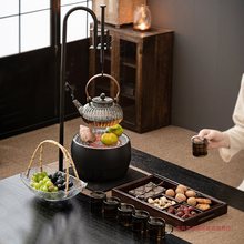 吊壶围炉煮茶壶悬挂中式家用室内户外炭烤炉玻璃煮茶器茶具套装陶