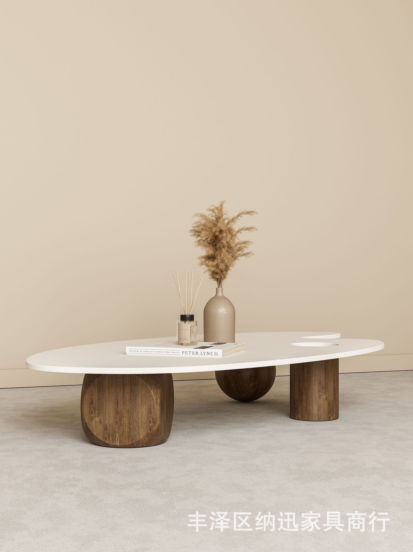 创意实木桌子艺术师北欧调色盘茶几简约侘寂几何边几沙发异形茶几