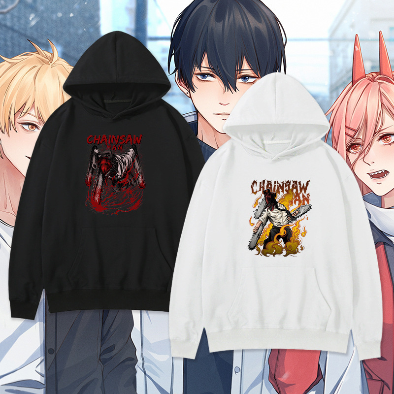 电锯人动漫周边连帽卫衣电次 玛奇玛二次元休闲潮流帽衫外套跨境