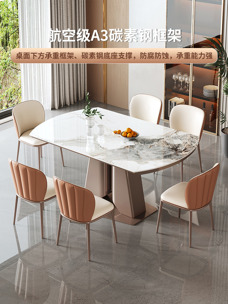 批发岩板可伸缩折叠餐桌家用小户型轻奢意式方变圆两用餐桌椅组合