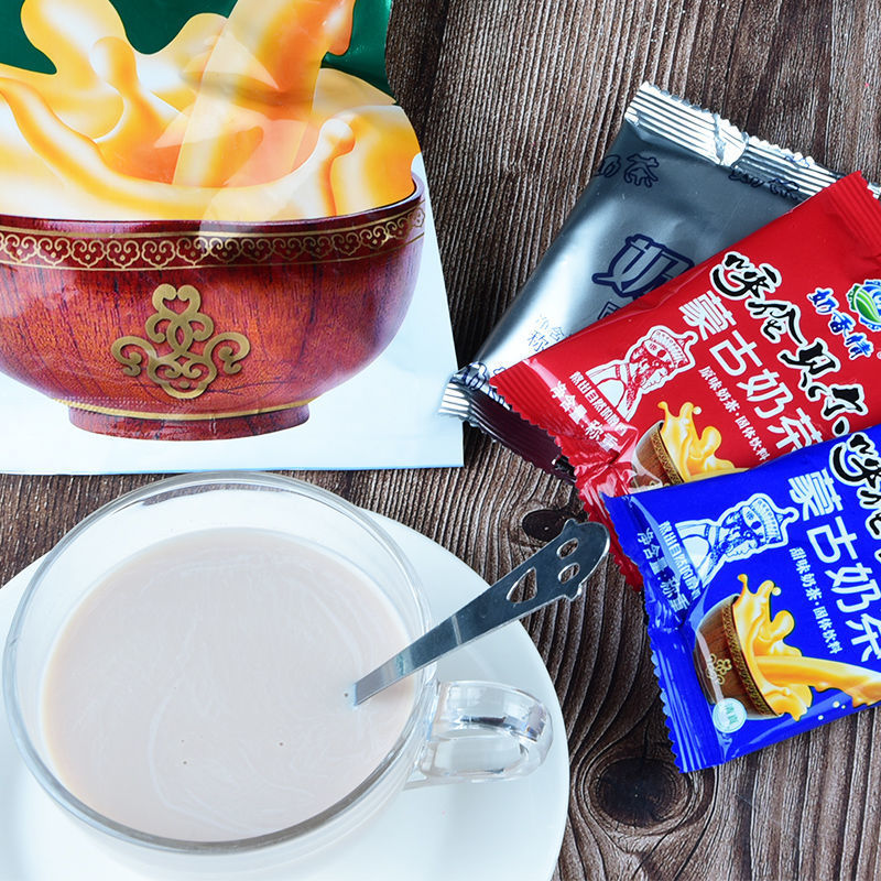 清真蒙古奶茶袋装速溶呼伦98尔特产原味甜咸味三种91味冲饮品360g