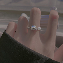 法式扇贝珍珠戒指开口气质百搭优雅扇形设计感锆石白母贝食指环女