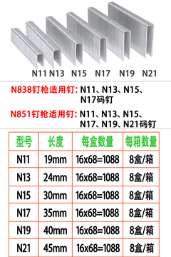 n钉码钉n11 n13 n15 n17 n19 n21气动枪钉n851