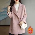 2025年秋冬新款韩版时尚人字纹毛呢外套女士宽松显瘦西装呢子大衣