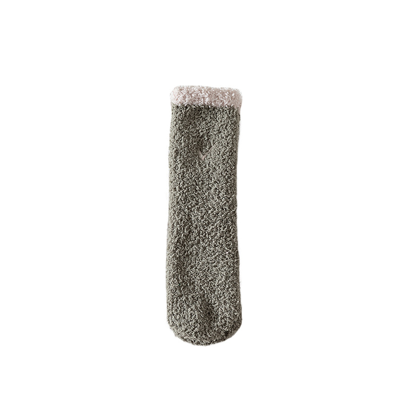 Winter New Product Recommended Coral Fleece Embroidered Smiley Parent-Child Socks Women's Socks Kid's Socks Warm Mid-Calf Length Socks Sleeping Socks