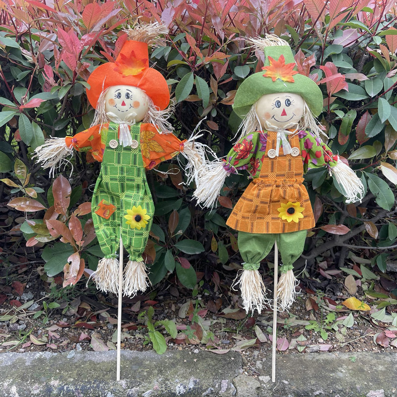 巫婆草人娃娃稻草人丰收节丰收鬼节玩偶稻草70节万圣杆厘米稻草人