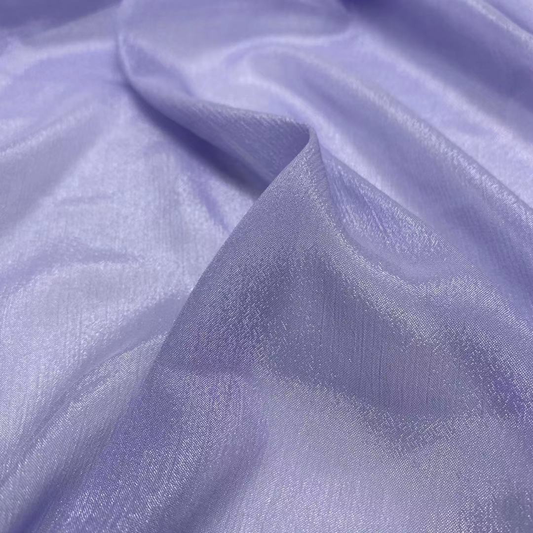 涤纶亮丝钻石雪纺皱 亮光雪纺布料春夏连衣裙演出服汉服襦裙面料