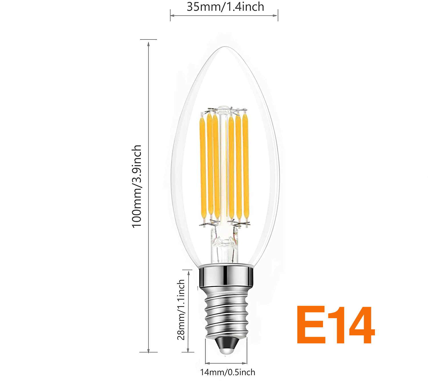 厂家ce E14欧规尖泡 拉尾 led灯丝灯 LED钨丝蜡烛灯 复古灯泡