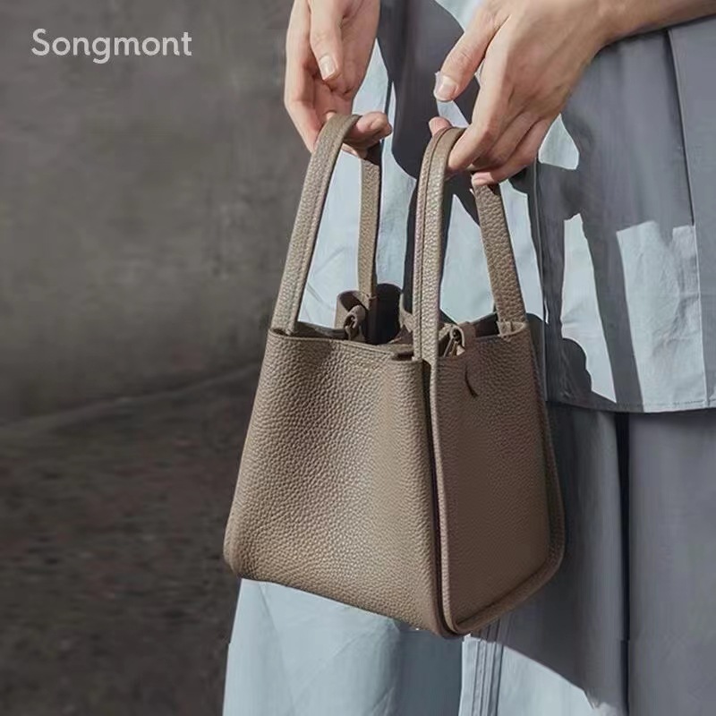 Diamond Songmont Vegetable Basket Bag 2022 New Bucket Bag Large Capacity Leather One-Shoulder Crossbody Handbag 1001