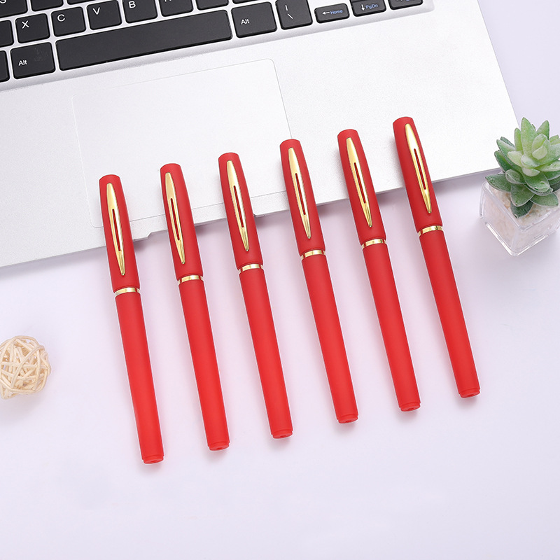 红色中性笔0.5子弹头可替换黑红蓝色老师红笔巨无霸碳素签字水笔