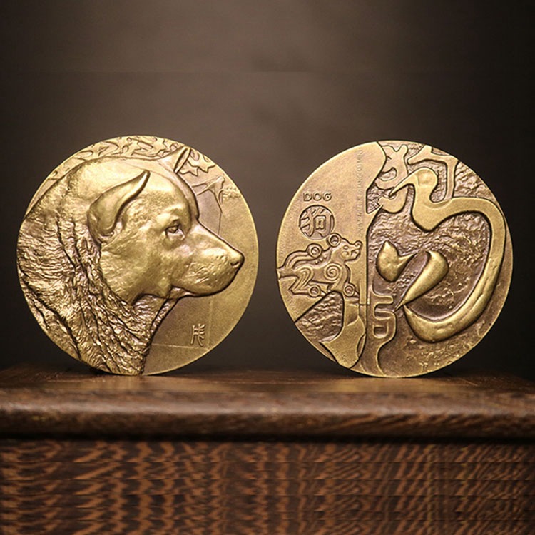 狗年铜章十二生肖罗永辉高浮雕纪念章60毫米狗首大铜章黄铜-阿里巴巴