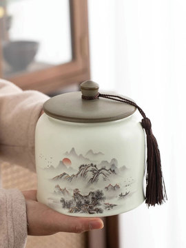 陶瓷茶叶罐储茶罐密封储存罐精品高档存茶盒装茶的罐子高端包装盒