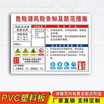 危废仓库安全风险点告知牌卡危险源预防措施应急预案标识牌机械设