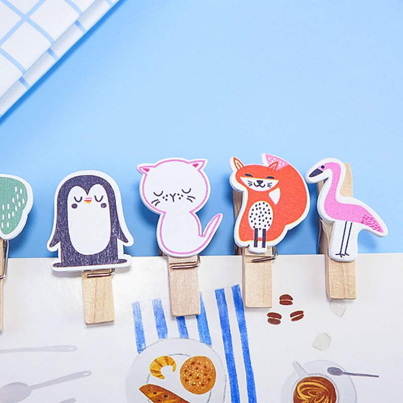 创意可爱卡通木夹 diy装饰照片便签夹 动物麻绳夹子卡通夹子批发