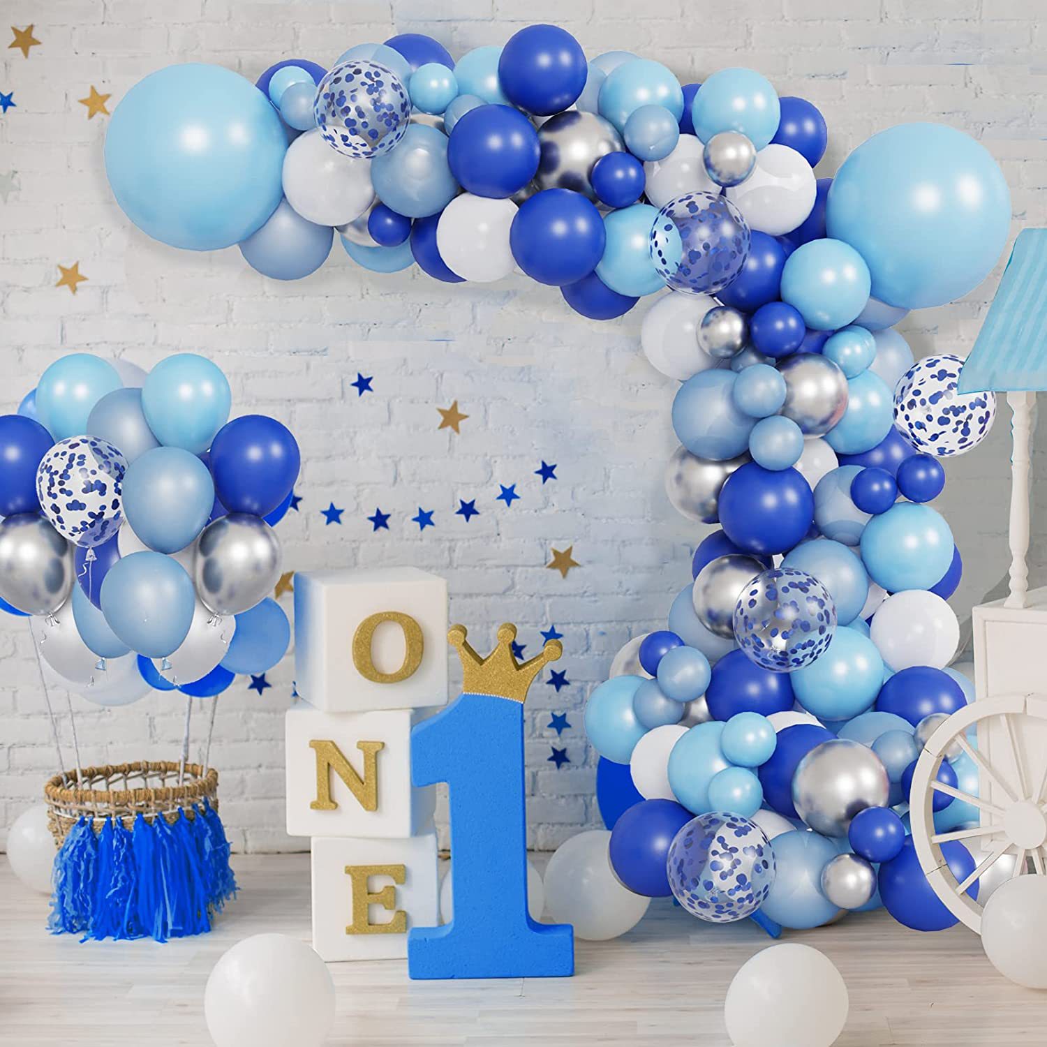 Blue Balloon Chain Set Ocean Blue Theme Birthday Wedding Party Decoration Background