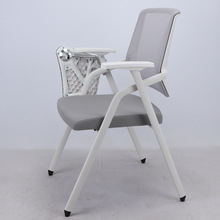 折叠培训椅带小桌板会议椅写字板白色椅架带轮会议室椅子开会办公