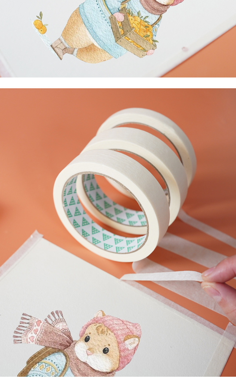 美术素描绘画专用美纹纸胶带可手撕水胶带汽车喷漆胶皱纹纸胶带