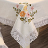 Fabric art Embroidery table Cotton and hemp white Table cloth round table rectangle tea table fresh Countryside head-cover or veil for the bride at a wedding One piece On behalf of