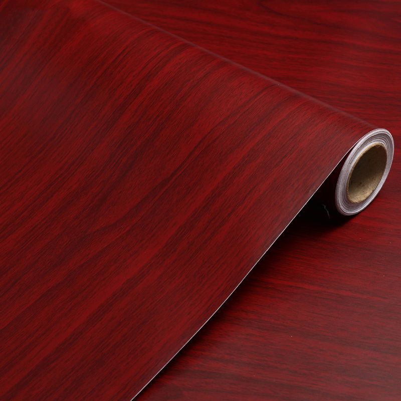 加厚防水家具翻新木纹贴纸自粘柜子桌面木门红色木纹纸仿红木木