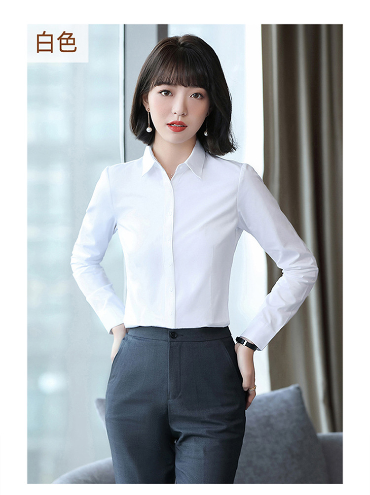 白色加绒衬衫女长袖女士打底白衬衣加厚职业上班秋冬季保暖工作服