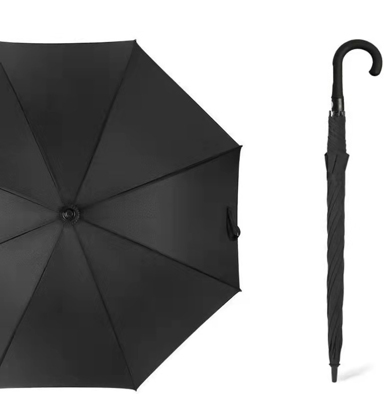 Good Luck Golf Fiber Automatic All-Weather Umbrella Long Handle Umbrella Bent Handlebar Straight Rod Black Tape All-Weather Umbrella Factory Direct Sales