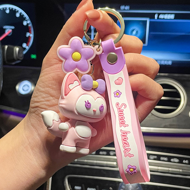 Lingna Beier Keychain Pendant Yiwu Small Commodity Crane Machine Fox Doll Boutique Gift Key Ring Pendants