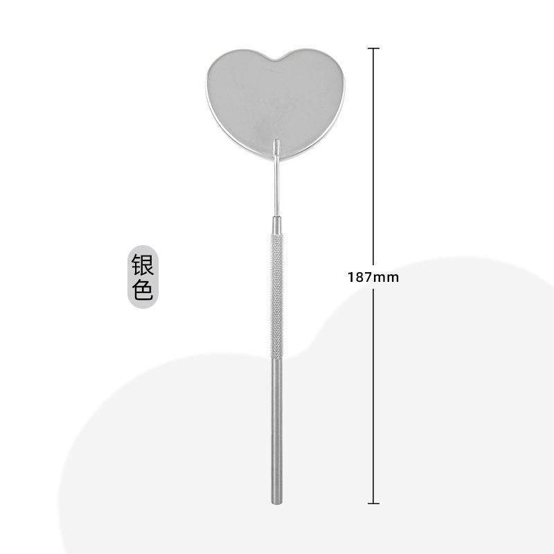 Cross-Border Stainless Steel Grafting Eyelash Mirror Eyelash Crescent Heart-Shaped Check Mirror Eyelash Aid Beauty Tools