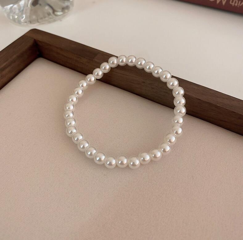 French Retro Simple Stretch Pearl Bracelet Girls String Beads Bracelet Bracelet High Sense Hand Jewelry Bracelet