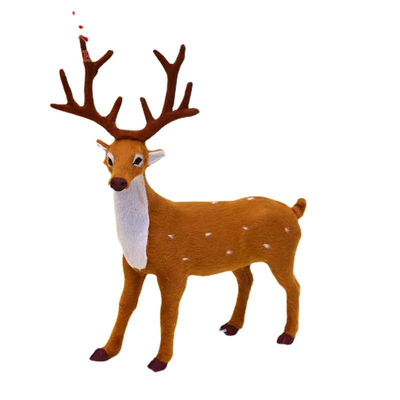 圣诞鹿拉车雪橇梅花鹿仿真麋鹿驯鹿圣诞树节日摆件装饰品老人雪人