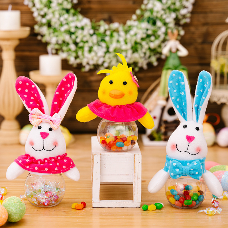 New Easter Decoration Supplies Rabbit Gift Box Easter Transparent Candy Box Small Yellow Duck Candy Box