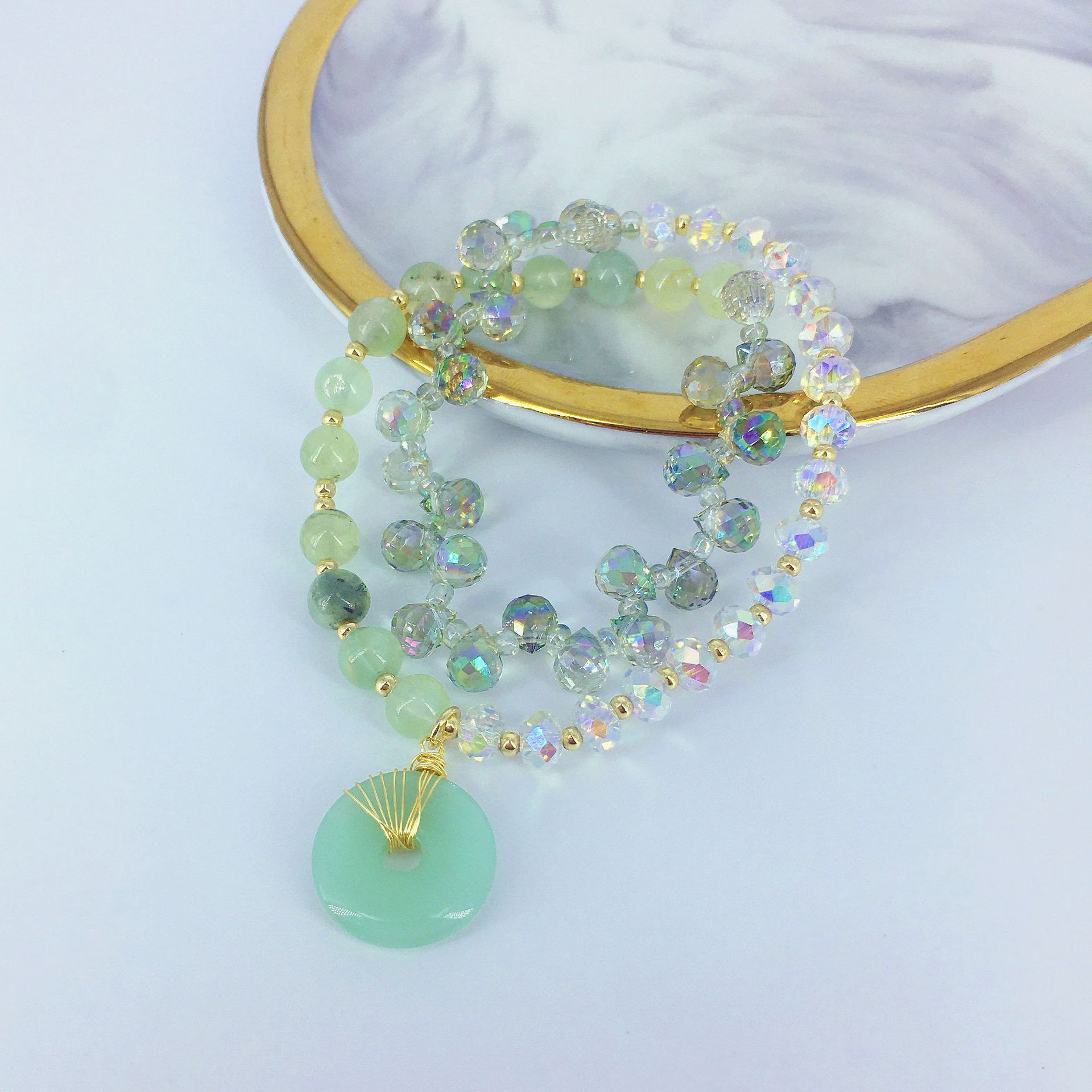 ins简约个性葡萄石水晶玻璃情侣琉璃手串水晶手链手饰饰品手链