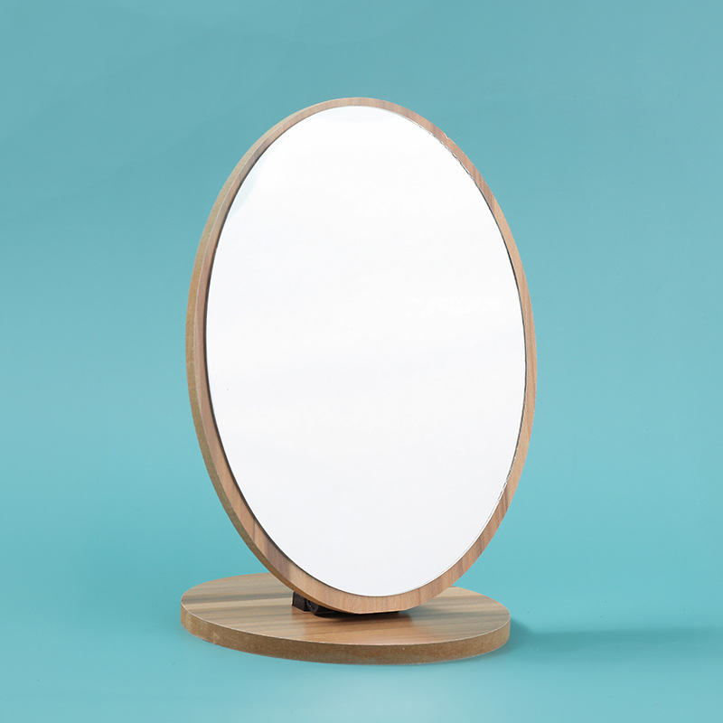 INS Style Student Bedroom Desktop Makeup Mirror Korean Style Simple Wooden Dressing Mirror Bedroom Online Celebrity Mirror