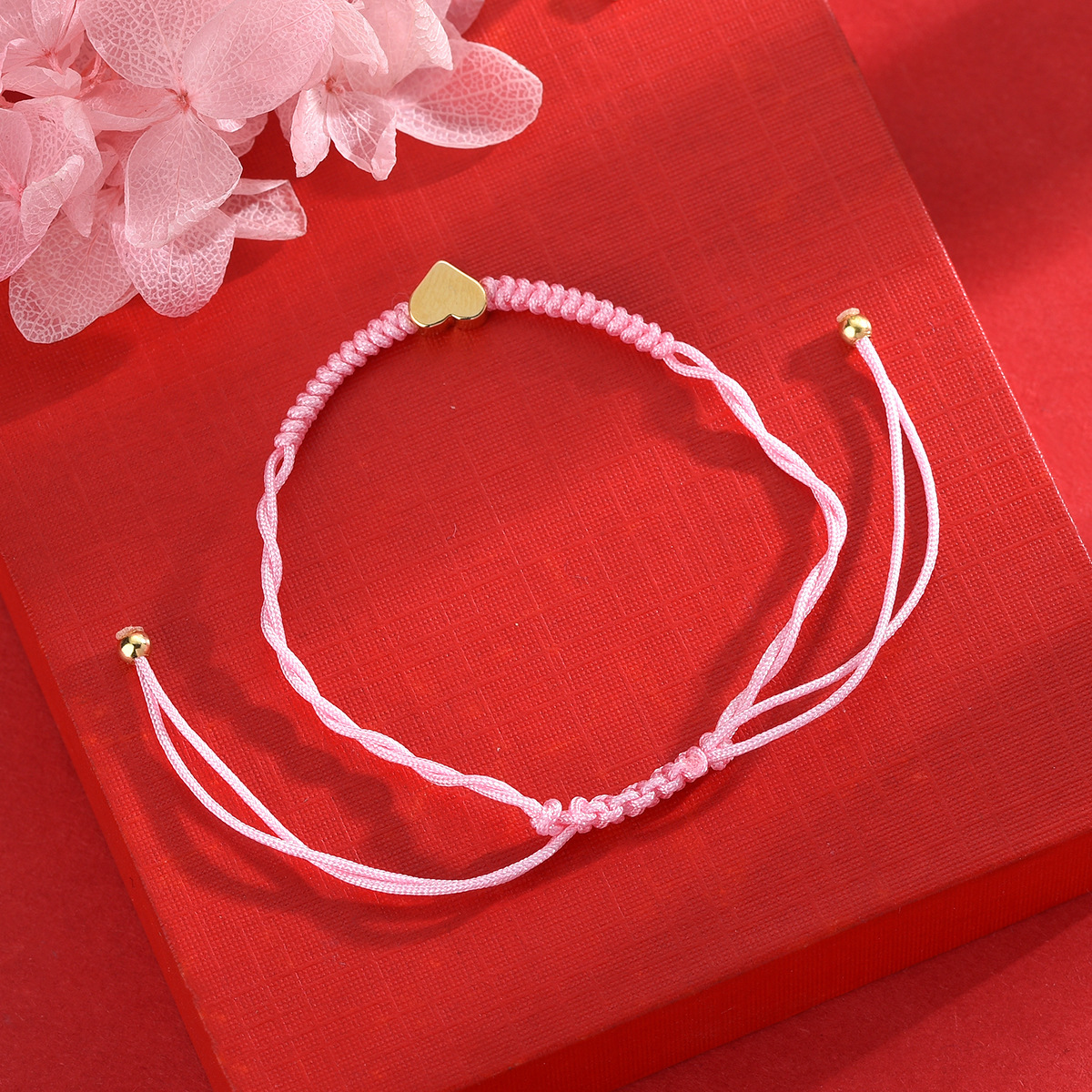 爱心手链情侣手工编织红绳手链简约小手饰抖音快手热卖款