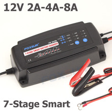 12V 2A 4A 8A 7段式智能汽车电瓶充电器，充电电瓶类型和电流可选