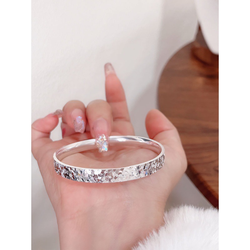 9足银碎冰冰纯银手镯女高级感男士情侣款开口银镯子龙年新款-阿里巴巴