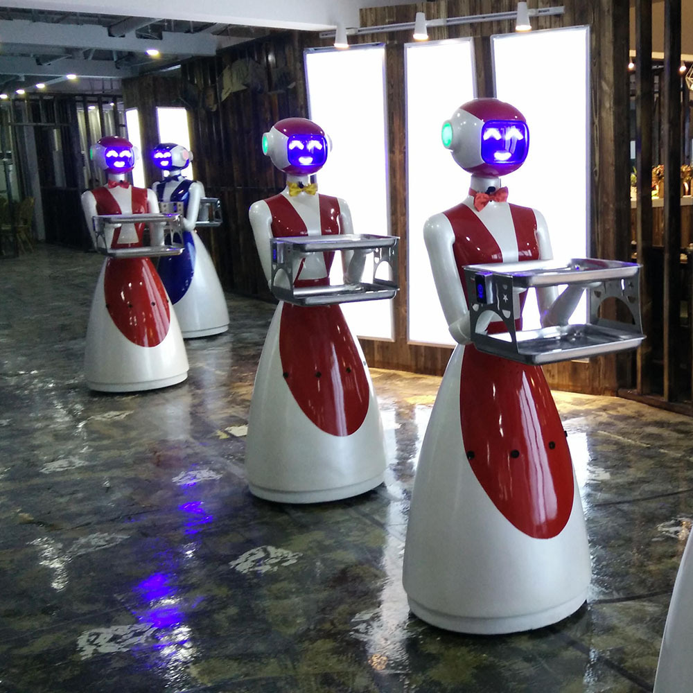 酒店餐厅 迎宾接待 商场语音交流互动广告引导带领送餐机器人厂家