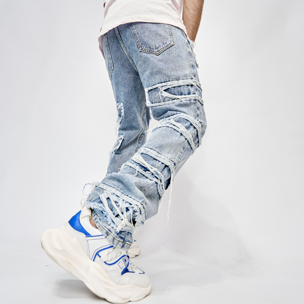 Cross-Border European and American Foreign Trade New Retro Casual Jeans Men's American Style Trend Loose Trousers High Street Wide Leg Pants Fashion