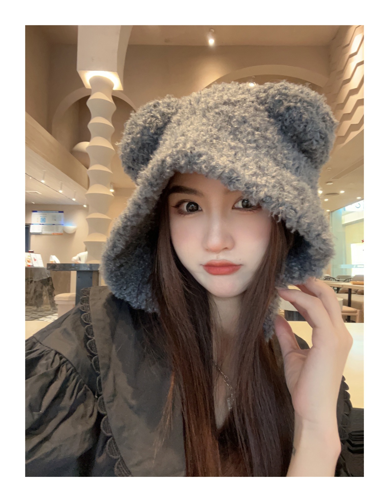 Douyin Online Influencer Street Cute Bear Knitted Hat Female Cold Protection in Winter Warm Ear Protection Korean College Style Ushanka