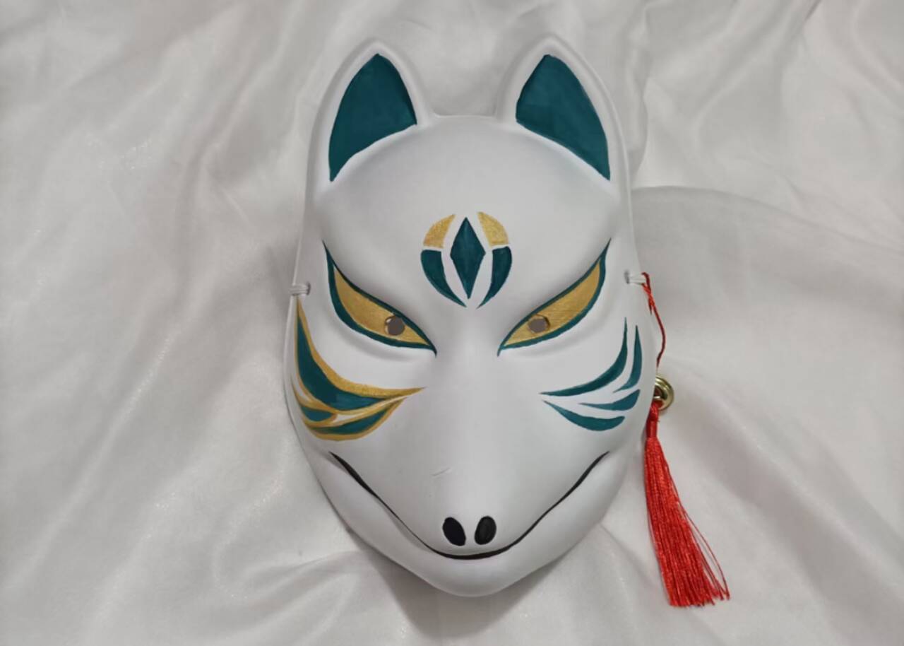 彩绘日式和风狐狸猫面具女半脸成人儿童古风汉服化妆舞会cos道具