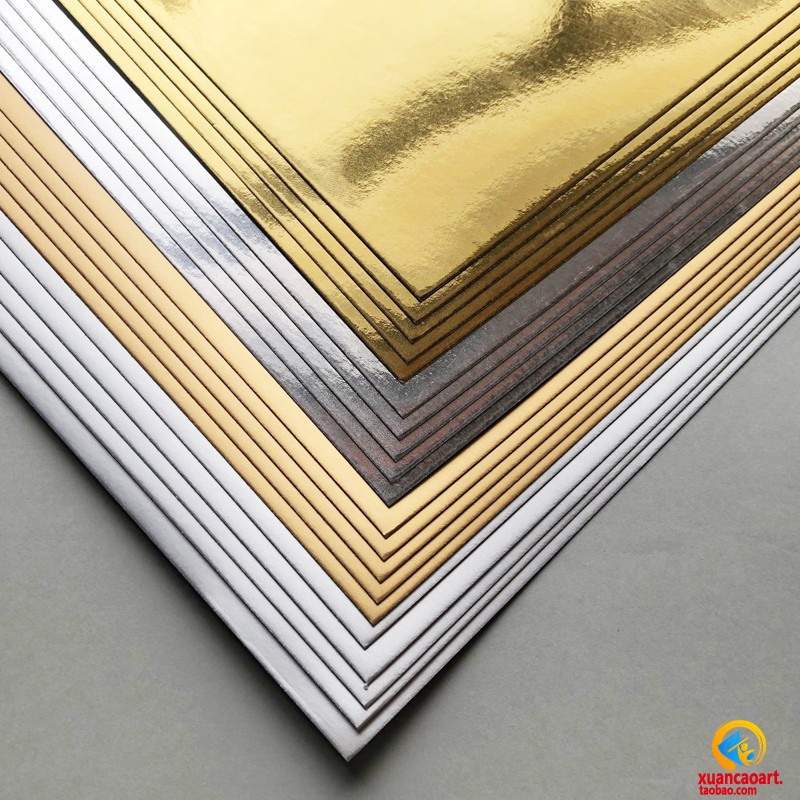 金银卡混装金色卡纸亮哑光银色反光硬拍摄照手工diy包装金铜版纸
