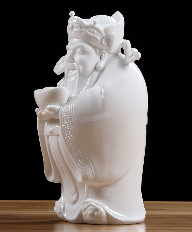 德化白瓷财神爷佛像摆件招财陶瓷文财神家用客厅店铺供奉开业礼品