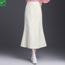 时髦亮片小香风优雅鱼尾裙2024年新款长款高腰通勤气质半身裙