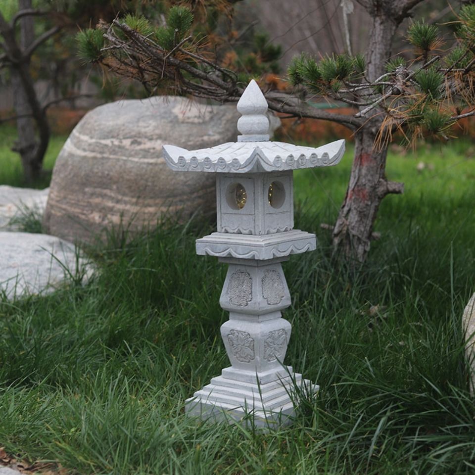 石雕石灯笼石头灯户外草坪灯日式庭院灯花园酒店落地灯园林禅意灯