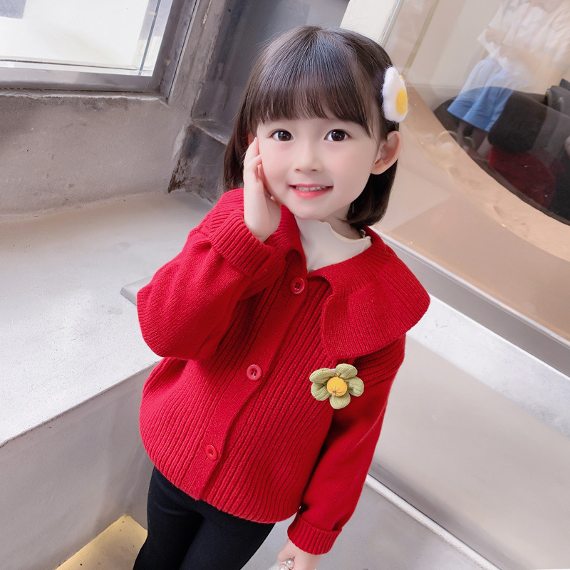 3至4岁女童开衫小外套秋款女宝宝秋季棉小童针织毛衣儿童女秋装