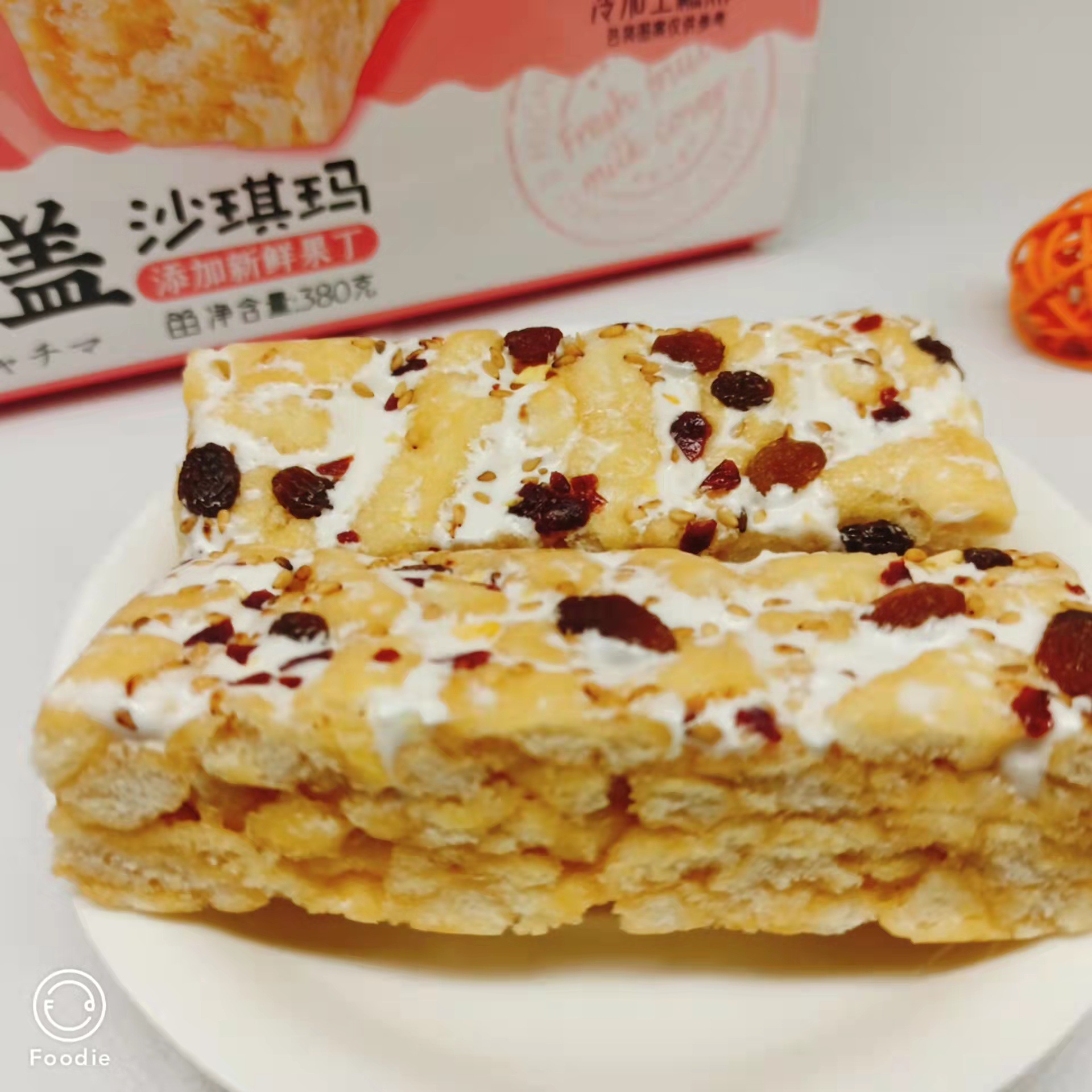 阿萨郊奶盖沙琪玛 水果坚果奶盖杏仁棉云沙琪玛380g 网红休闲零食