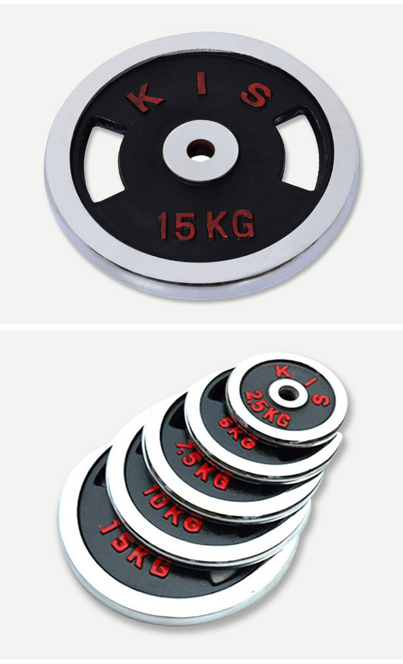 黑色哑铃杠铃配重片健身房包胶举重片可调节哑铃片铸铁小孔杠铃片