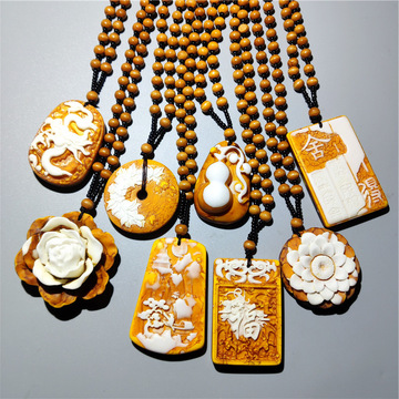 琥珀龙涎香吊坠项链毛衣链佛牌山水龙虎牌会销直播款行走的香水牌